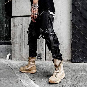 Men's Joggers Streetwear Men Hip Hop Goth Pants Sweatpants Techwear Tactical Bla